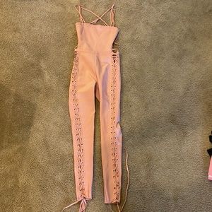 NWT fashion nova Barbie Pink bandage jumpsuit size XS